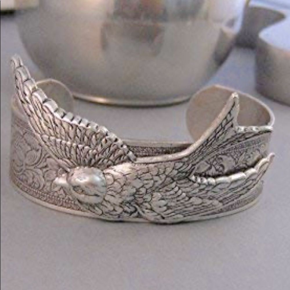 Cuff Bracelet Sparrow Bird Silver Cuff Bird vintage nature boho gypsy antique